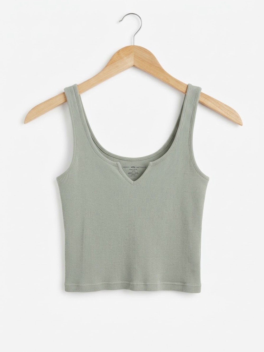 Brandy Melville Sage Ribbed V-Notch Crop Tank